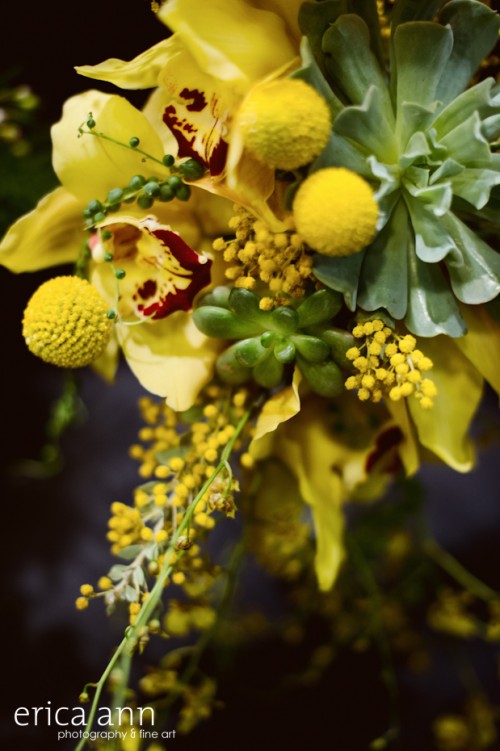 orchid and succulent bouquet