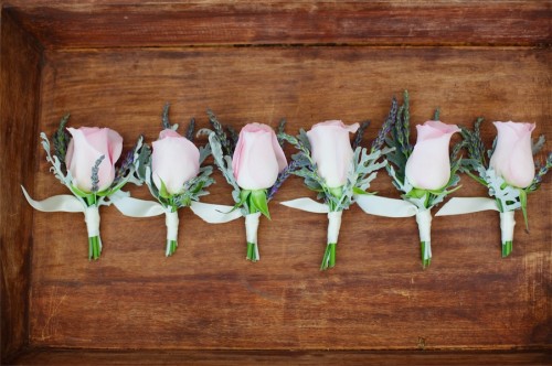 rose and lavender boutonnieres