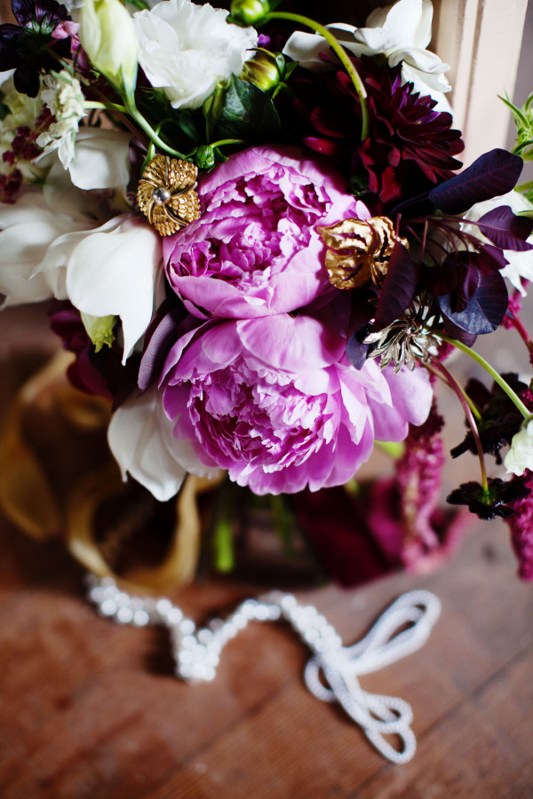 pink and burgundy peony bouquet by Anastasia Ehlers | photo by Anne Nunn