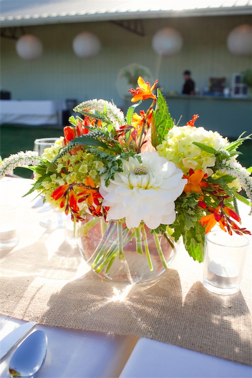 green, orange, and white centerpiece by Anastasia Ehlers | photo by Erika Nicole