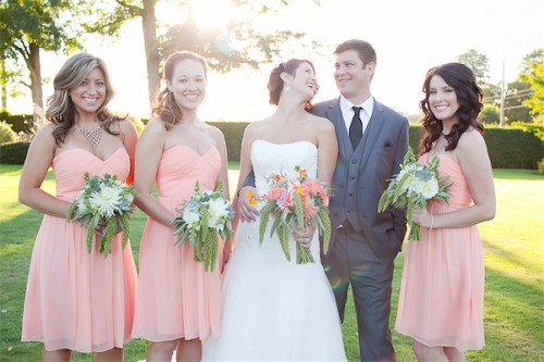 white, free, and coral bridal party flowers by Anastasia Ehlers | photo by Erika Nicole