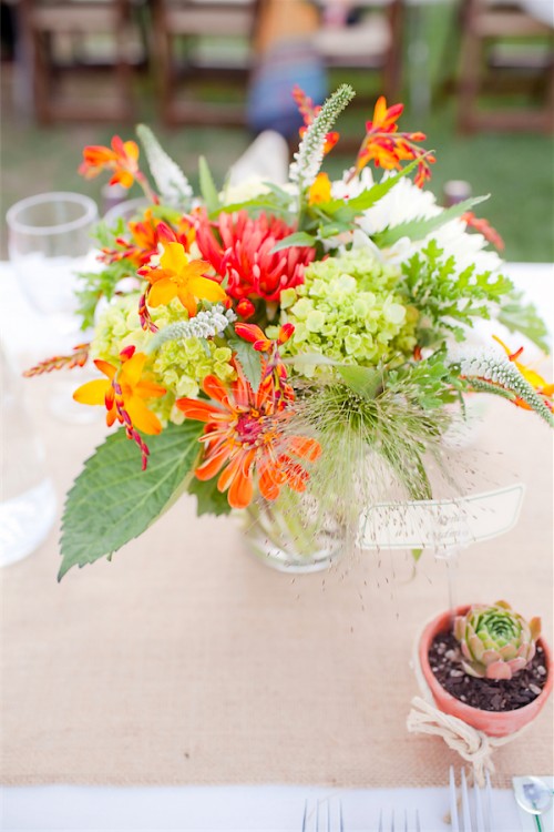 Orange dahlia centerpiece by Anastasia Ehlers | photo by Erika Nicole