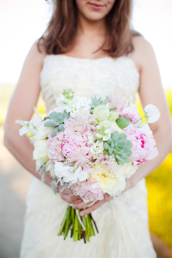 fluffy bridal bouquet with succulents by Anastasia Ehlers | photo by Erika Nicole