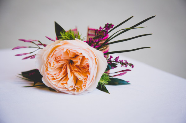 garden rose corsage by Anastasia Ehlers | photo by Cat Dossett
