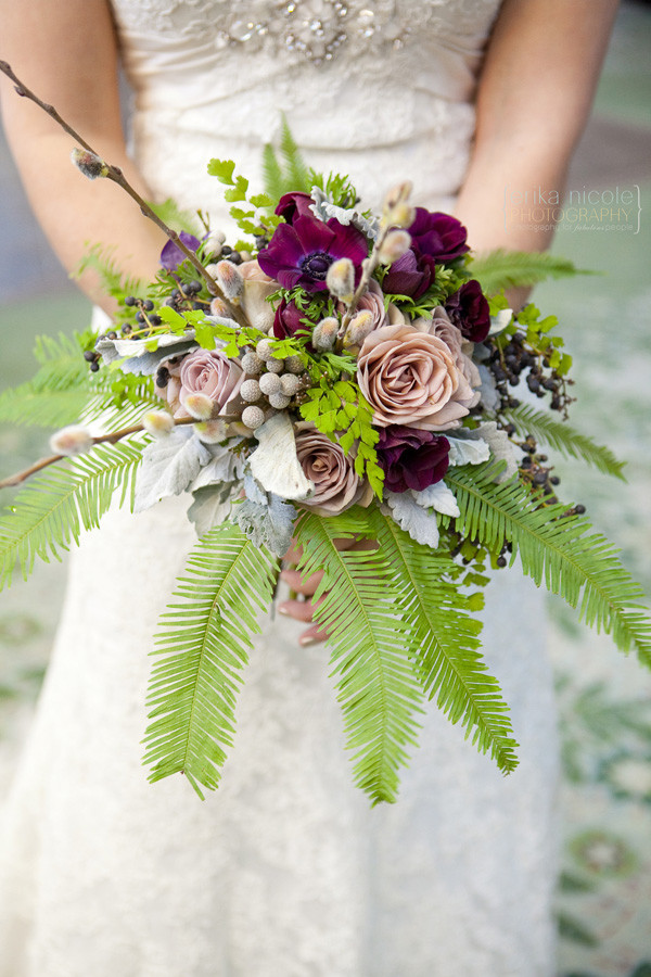 woodsy lavender and burgundy bouquet by Anastasia Ehlers | photo by Erika Nicole