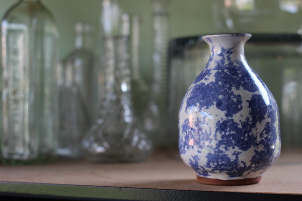 blue ceramic vase | anastasia floral studio tour