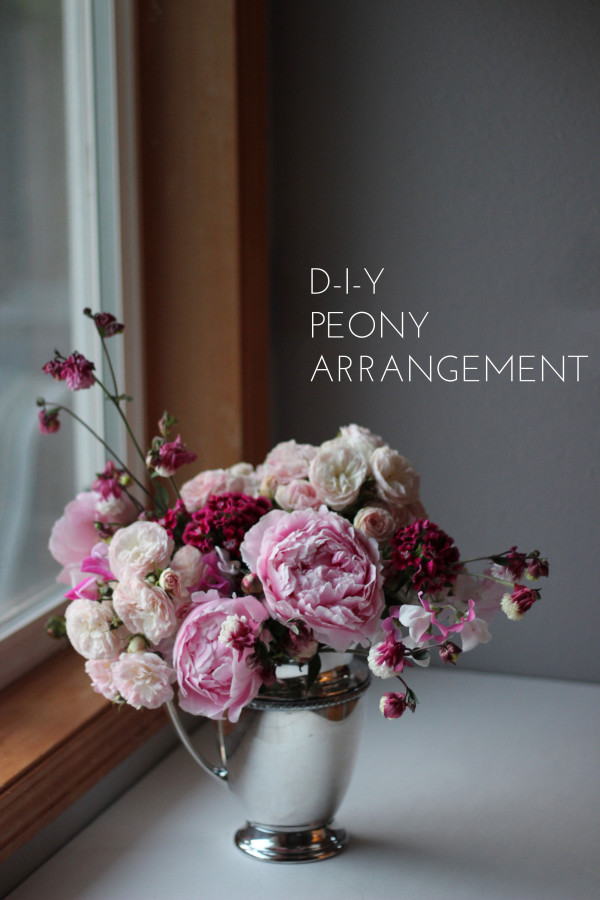 DIY peony arrangement by Anastasia Floral Design via Verily Bride