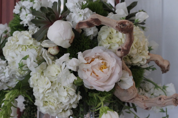 peonies and grape wood with succulents by anastasia floral design