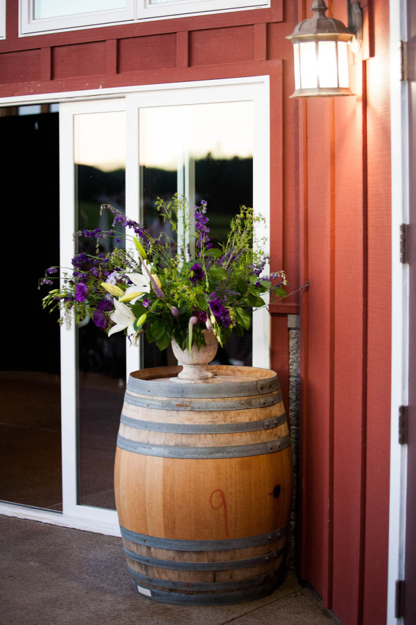 white and purple accent arrangement in urn by anastasia floral | photo by anne nunn