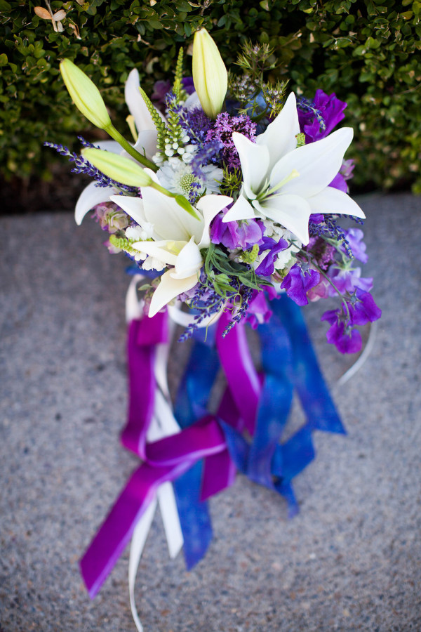 white and purple bouquet with lilies and lavender by anastasia floral | image by anne nunn