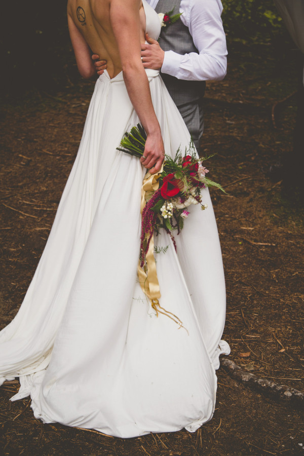 red and gold bridal bouquet by Anastasia Floral | photo by Cat Dossett